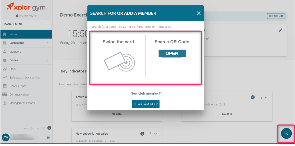 How to search a member with an Entry pass or a QR Code? – Xplor Gym
