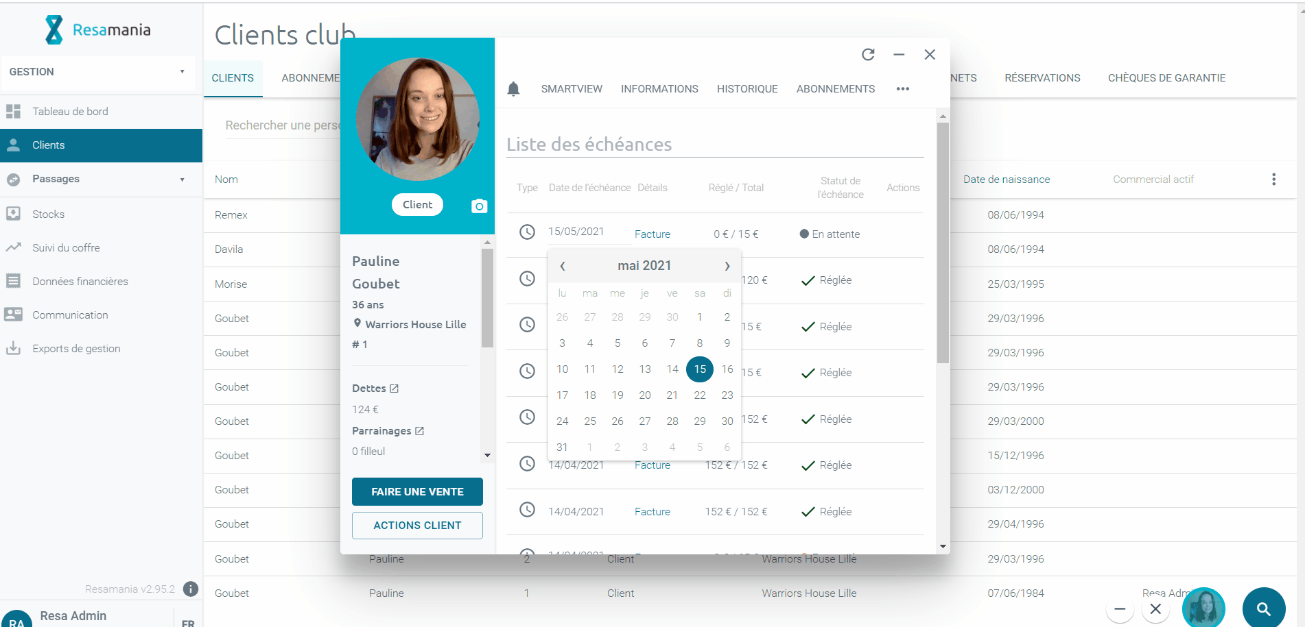 Comment choisir une nouvelle date d'échéance? Xplor Resamania